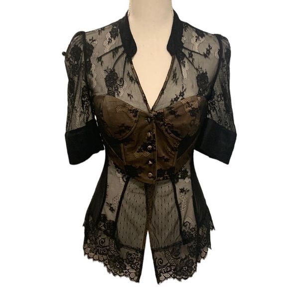 Marciano Lace Bustier Blouse - Picture 1 of 6